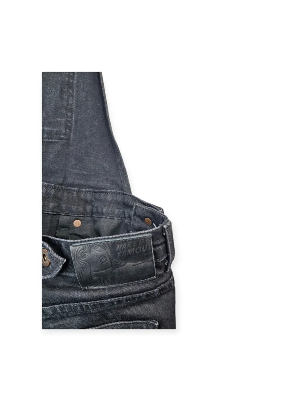 Naked & Famous Japanese Denim | Black Power Stretch Overalls - Size Medium - Picture 6 of 7